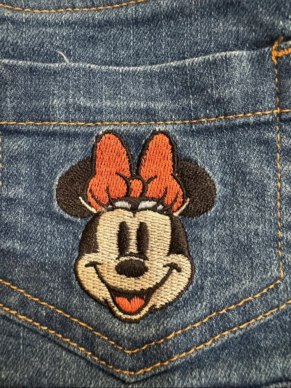 Disney baby Blue Denim Overall pleated Skirt embroidered MINNIE mouse pocket 12M